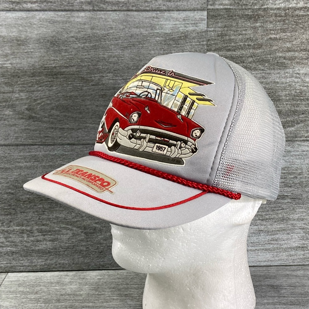 VTG Transpo Electronics 57 Chevy Bobs Drive In Mesh Snapback Trucker Rope Hat